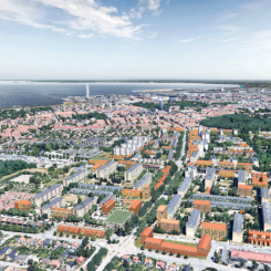 Flygbild över Malmö. Fotograf: Apelöga